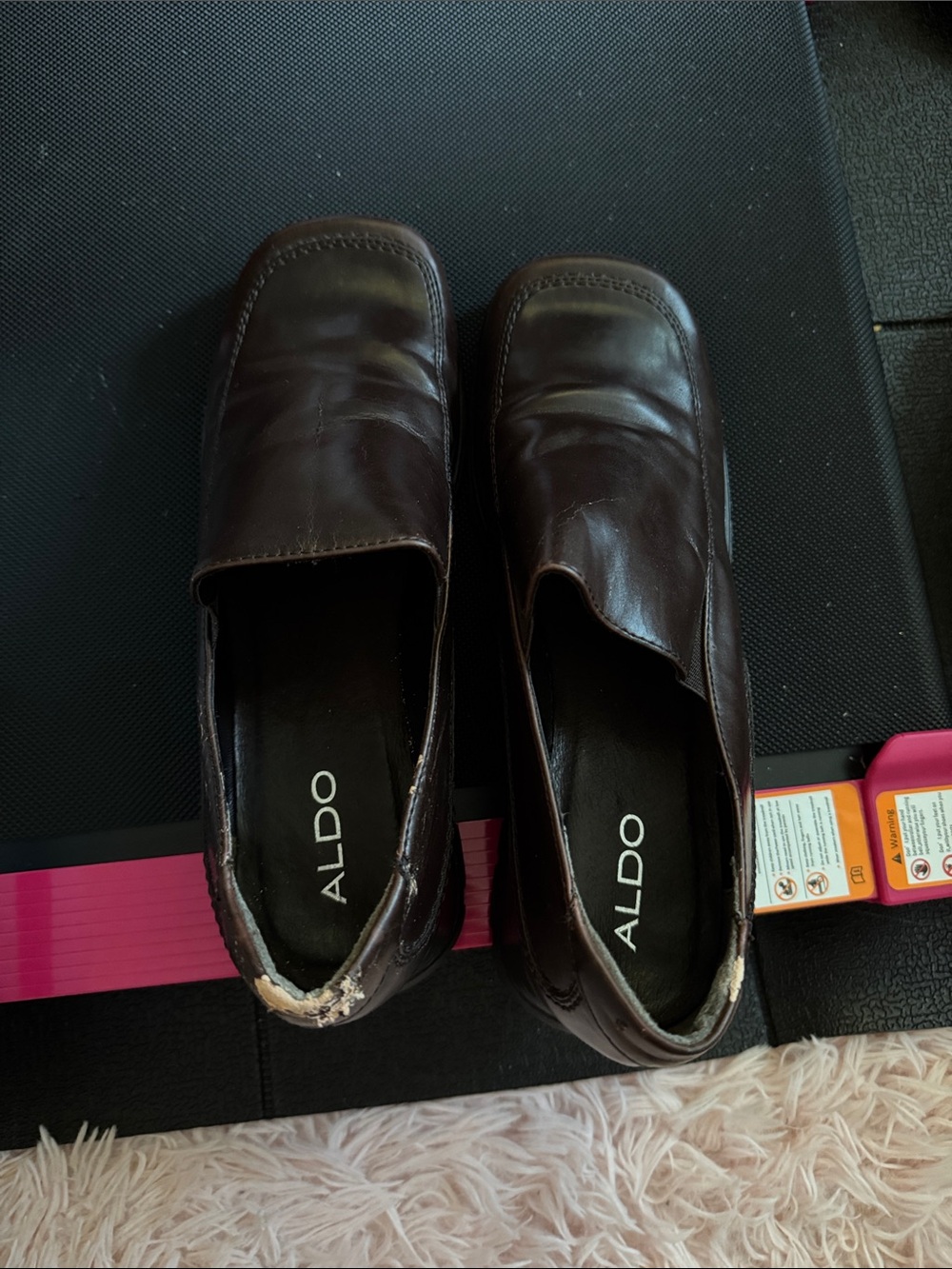 Aldo Brown Leather Women's Slip-On Loafers
